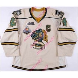 Chen37 C26 Nik1 402011 Jarred Tinordi London Knights Game Worn Jersey 2012 Memorial Cup Photo Match Team Letter Nik1 tage Hockey Jerseys Hommes Jeunes femmes