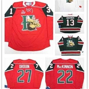 Chen37 C26 NIK1 Halifax Mooseheads 13 Nico Hischier 22 Nathan Mackinno Hockey Jersey Borduurwerk Stikte aanpassing elk nummer en naam Jerseys Hockey Jersey