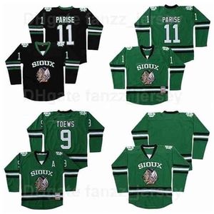 Chen37 C26 Nik1 Film Ice Hockey College 11 Zach Parise Jersey BLank North Dakota Fighting Sioux 9 Jonathan Toews University All Stitched Green Black Team