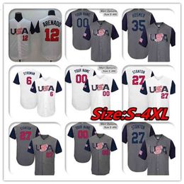 Chen37 Custom 2017 World Baseball Team EE. UU. WBC Classic Jersey Marcus Stroman Nolan Arenado Giancarlo Stanton Eric Hosmer 7 Christian Yelich Hombres