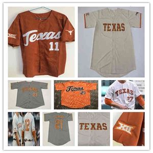 Chen37 Custom College Texas Longhorns Jersey de béisbol Roger Clemens Murphy Stehly Ivan Melendez Skyler Messinger Eric Kennedy Trey Faltine Silas