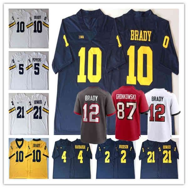 Chen37 Homme Tom Brady Rob Gronkowski Jersey Football Michigan Wolverines Desmond Howard Charles Woodson Shea Patterson Jim Harbaugh Chemise cousue
