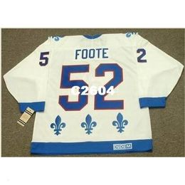 Chen37 Hommes # 52 ADAM FOOTE Québec Nordiques 1992 CCM Vintage RETRO Home Hockey Jersey ou personnalisé n'importe quel nom ou numéro rétro Jersey
