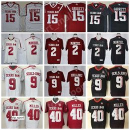 Chen37 NCAA Football 2 Johnny Manziel Jersey Hombres Texas Aggies College Myles Garrett Von Miller 9 Seals-Jones SEC Rojo Blanco Negro