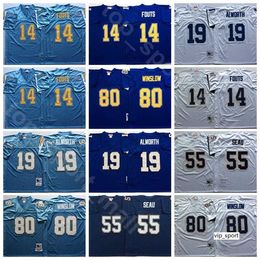 Chen37 NCAA Football 55 Junior Seau 14 Dan Fouts Jerseys 19 Lance Alworth 80 Kellen Winslow Color Purple Blue White Man Vintage Stitched Good