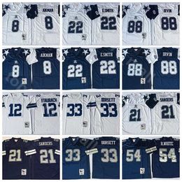 Chen37 NCAA Vintage Football 21 Deion Sanders 8 Troy Aikman 22 Emmitt Smith 33 Maillots Tony Dorsett Randy White Michael Irvin Roger Staubach Navy