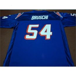 Chen37 sirRare Men BRUSCHI Game Worn Team Emitido Blanco AZUL Real College Football Jersey tamaño s-4XL o personalizado cualquier nombre o número de camiseta