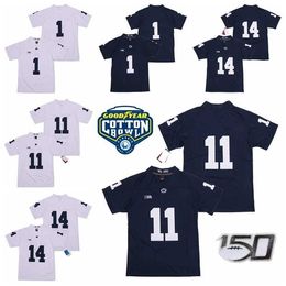 Chen37 Universidad PSU Penn State Nittany 14 Sean Clifford Jersey Fútbol universitario 11 Micah Parsons KJ Hamler 1 Joe Paterno Azul marino Blanco Equipo