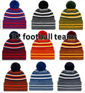 Nouveau hotseller Sideline Bonnets Chapeaux Football Américain 32 équipes Sports hiver côté ligne casquettes en tricot Bonnet Tricoté Chapeaux drop shippping