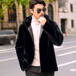 Chengtuo nouveau manteau de fourrure d'imitation d'affaires pour hommes vison