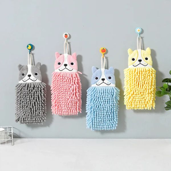 Chenille petite serviette style suspendu dessin animé mignon animal main balle essuyage ménage cuisine enfants broderie eau absorbant serviette salle de bain 828