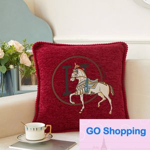 Chenille Jacquard ligero lujo y simplicidad funda de almohada moderna funda de cojín para sofá cojín de cabecera de caballo blanco al por mayor