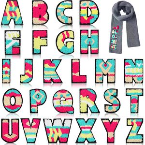 Chenille Letter Iron on Patches Nociones de costura Camuflaje colorido Bordado Varsity A-Z Parches Letras del alfabeto Apliques para suministros de bricolaje