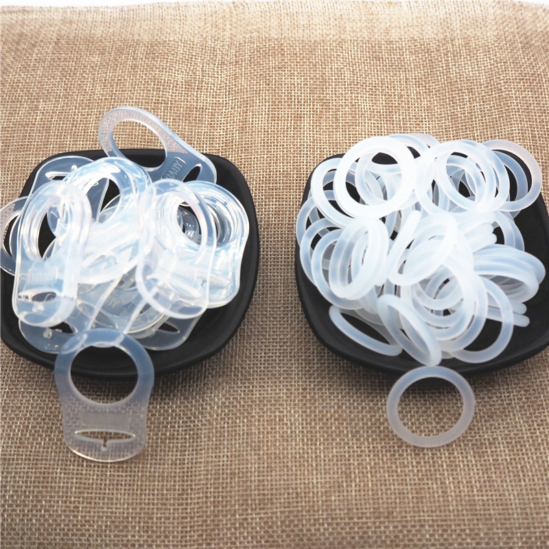 Chenkai 100pcs Прозрачный силиконовый кольцо Mam Diy Diy Baby Pacifier Dummy Nuk Clear Adapter o Ring