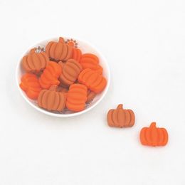 Chenkai 10pcs Silicone Pumpkin Beads Baby Halloween Beads BPA Bid Free Infant Chermable Collier Méllier Collier Pacification Toy accessoires