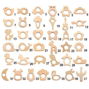 Chenkai 10pcs anneau de dentition en bois bricolage organique inachevé écologique bébé douche en bois saisir dentition jouet accessoires 211106