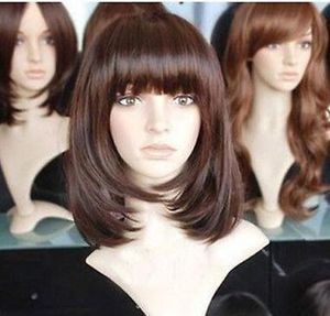 CHENSW800 nouveau style de mode courte brun rouge perruques de cheveux raides pour les femmes perruque