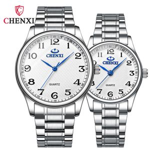 CHENXI 010A Top marque mode Couple hommes femmes affaires montre-bracelet lumineux en acier inoxydable chronographe montre à Quartz