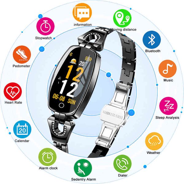 Chenxi 2021 nouvelles montres Bluetooth de luxe pour dames H8 pour Android Ios Fitness Bracelet Smartwatch étanche surveillance de la fréquence cardiaque Q0524
