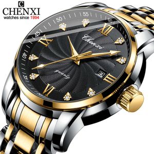 CHENXI 8221 nouvelle marque de mode hommes montres en acier inoxydable étanche montre-bracelet Quartz calendrier mâle sport horloge