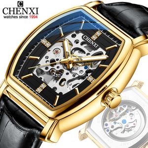 Chenxi 8815B Volautomatisch Mechanisch Horloge Heren Lederen Hol Night Glow Waterdichte Zakelijke Horloges Relogio Masculino