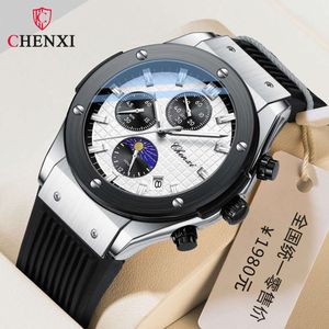 CHENXI 944 montre de mode chronographe Sport hommes montres Quartz montre-bracelet Silicone mâle étanche horloge Relogio Masculino
