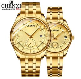 Chenxi Brand Men Men Women Gold Watch Lovers Quartz Polshorloge vrouwelijke mannelijke klokken IPG Golden Steel Watch23969146495