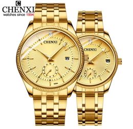 Chenxi Brand Men Women Gold Watch Lovers Quartz Polshorloge vrouwelijke mannelijke klokken IPG Golden Steel Watch23967931541