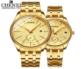 Chenxi Brand Men Women Gold Watch Lovers Quartz Polshorloge vrouwelijke mannelijke klokken IPG Golden Steel Watch23969318204