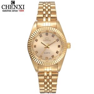 Chenxi Marque Top Mesdames de luxe Gold Watch Femmes Golden Horloge Robe Femelle Quartz Montres étanches Féminine 210609