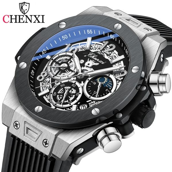 CHENXI Casual Sport Montres pour Hommes Top Marque De Luxe Militaire Étanche Montre-Bracelet Homme Horloge De Mode Chronographe Montre-Bracelet 240227