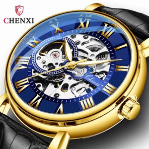 Chenxi/chenxi mechanisch horloge heren holle volledig automatische waterdichte gloed