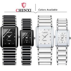 CHENXI Paar voor mannen Keramisch Uniek armbandhorloge Mode Casual Dames Vierkant horloge Geschenken Geliefdenhorloges