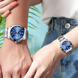 CHENXI Couple Montres Paire Hommes et Femmes, Cadeaux Amant Montres, étanche en Acier Inoxydable Quartz Montre-Bracelet pour Hommes Femmes Mode