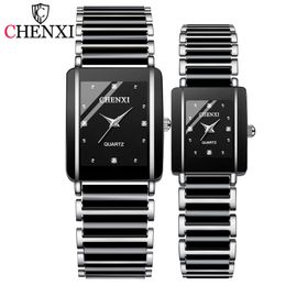 CHENXI Couple imperméable marque montre pour femmes hommes avec céramique et bracelet en métal Relojes Para Mujer