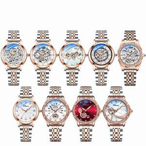 Chenxi / Dawn Fashion Glow Imperproofing Mechanical Womens Watch Solid Steel Band Hollow Out Full Automatic Mechanical montre