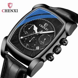 Chenxi Dawn Rectangular Multifonctional Sports Watch Mens Mens Imperproof Glow Belt Quartz