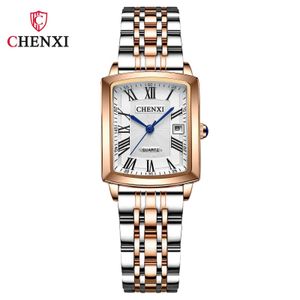 Chenxi Dawn Square Fashion Womens Kijk Tiktok waterdichte dames kijken blauwe naaldkalender riem kwarts horloge