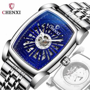 Chenxi Dawn Square horloge heren holle volledig automatische mechanische wijnemmer high -end nacht gloed