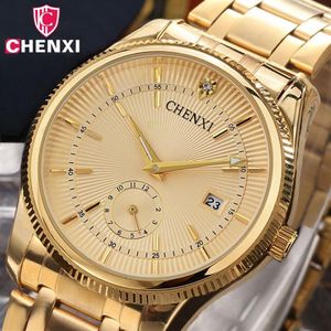 Chenxi Montre En Or Hommes De Luxe Homme D'affaires Montre Doré Étanche Unique Mode Casual Quartz Mâle Robe Horloge Cadeau 069ipg Y19062225j