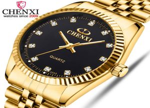 Chenxi Golden Watches for Men Fashion Business Top Brand Luxury Quartz Horloge masculine Affiche de bracelet étanche Relogie Masculino3602574