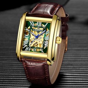 Chenxi luxe goud automatische horloge mannen zakelijke waterdicht skeleton tourbillon mechanisch polshorloge topmerk relogio masculino q0524