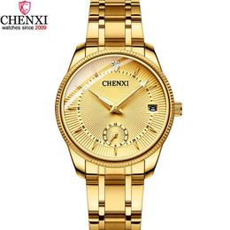 CHENXI Luxe Gouden Dame Horloge Topmerk Minimalisme Kalender Waterdicht Quartz Dameshorloge Zakelijk Jurk Klok 069IPG 210239y