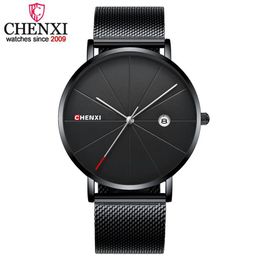 CHENXI luxe hommes montres Ultra mince horloge Quartz Sport montres pour montre pour hommes homme étanche mode montre-bracelet décontractée 244g