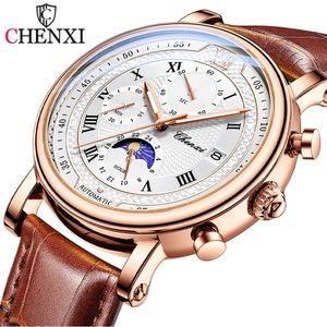 CHENXI Mannen Quartz Horloge Luxe Sport Waterdichte Chronograaf Lichtgevende Datum Heren Polshorloge Zakelijke Lederen Horloges Klok 240220