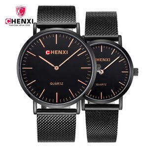 CHENXI hommes femmes montres haut de gamme montre à Quartz en or noir bracelet en maille décontracté amant Sport Relogio Masculino livraison directe