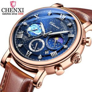 CHENXI nouvelle montre chronographe pour hommes bracelet en cuir Sport montres calendrier hommes étanche lumineux pointeur montres