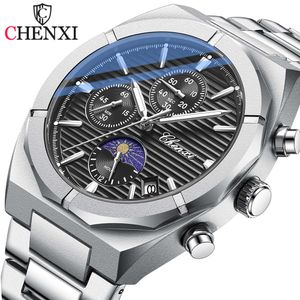 CHENXI nouvelles montres pour hommes Top marque tout en acier montre de Sport hommes Quartz Date étanche montre-bracelet chronographe horloge homme