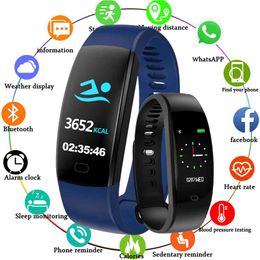 Chenxi Nieuwe Smart Armband Polsband Mannen Kleurenscherm Smart Horloges Mannelijke Digitale Slimme Horloges F64 Bluetooth voor iOS Android Q0524