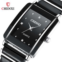 Chenxi Tiktok Square Lovers Women Heren Ceramic Fashion Quartz Watch